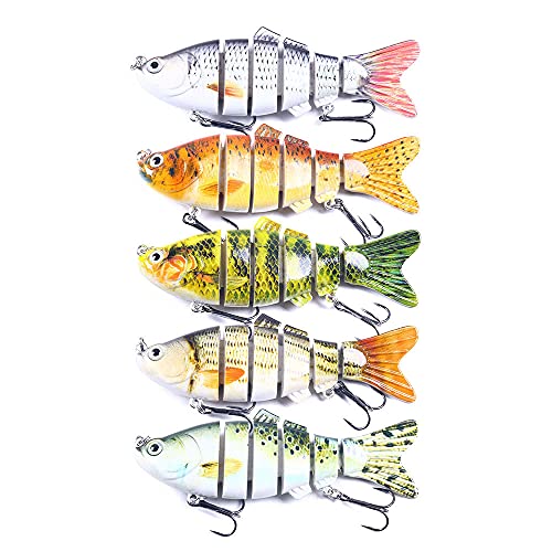5PCS Fishing Lures,Multi Jointed Pike Lures,Zoetwater Zoutwater Zee Vissen Lures Langzaam Aanrecht met 6 Segments Simulatie Ontwerp