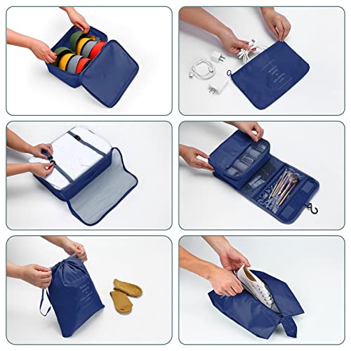 Koffer Organisator Set, Verpakking Kubus voor Kleding, Kleding Tassen voor Koffer, 9-Piece Waterdichte Verpakking Kubus, Koffer Organisator, Suit Bags Set met Cosmetic Bag (Tibetan Blue) 4