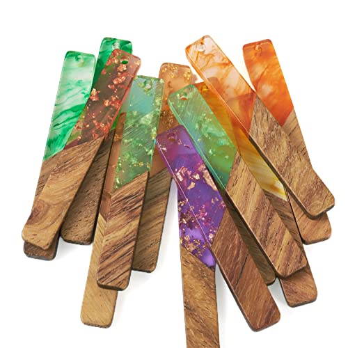 20st/10 paar Hars Walnut Houten Hangers Rechthoekige Charm met Gold Foil Patchwork Hangers voor DIY Ketting oorbellen hangen sieraden maken