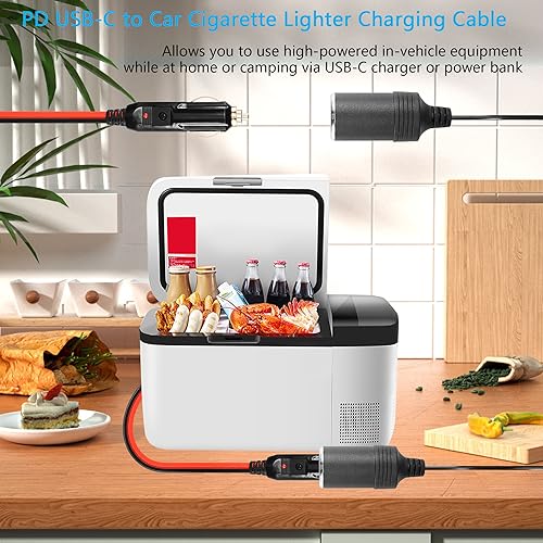USB-C to Sigaret Lighter Cable - Geïntegreerde PD Decoy Chip, Type C tot 5V-20V, Adapter, Power Cord voor auto DVR, GPS 3