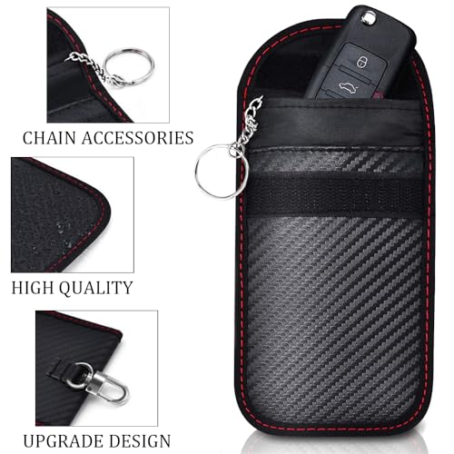 2 Pack Faraday Pouch autosleutels signaalblokker geval RFID blokkeren autobeveiliging zak met haak sleutelhanger 3