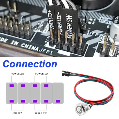 Host Metal Button Computer Host Switch Kabel, PC Case LED Power Knop ATX Voeding Aan/uit voor DIY Computer Switch, met 1 tot 2 Splitters (16mm, rood) 3