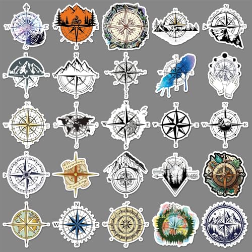 Kompas Stickers voor tieners en volwassenen, 50 stuks, Kompas Roze, Vinyl Sticker Set, Auto, Motorfiets, Fiets, Skateboard, Snowboard, Bagage, Laptop koffer, Helm, Motorfiets, Computer