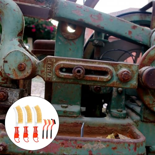 6 stuks draad borstelset, stalen borstel, metalen borstel, roestvrij staal koolstof draadborstel, koper gecoate draadborstel, Nylon Penselen voor lassen, Snail, Rust, 3 Large + 3 Kleine 5