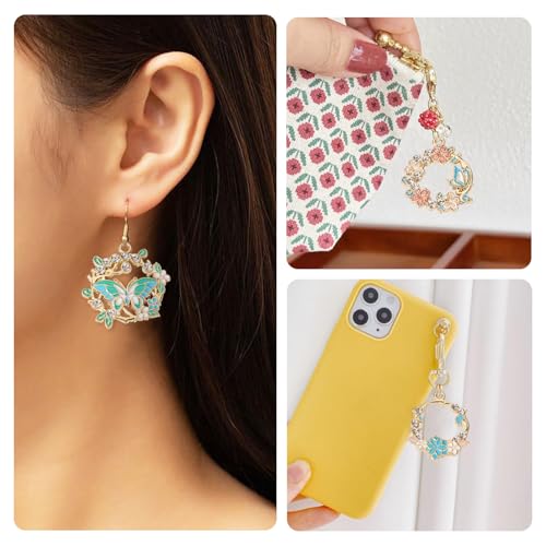 16 st Flower Rhinestone Emaill Hangers Garland Emaill Dangle Charms Gold Wreath Charm voor DIY oorbellen Ketting sieraden maken, Rhinestone Emaill Rhinestone, Rhinestone Emaill Rhinestone 3