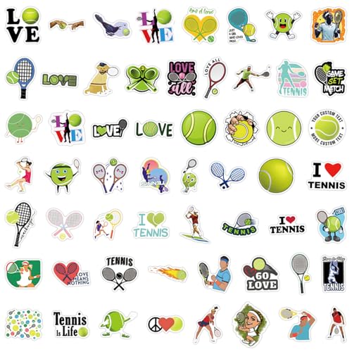 Tennis Sticker Set, 100 stuks, Waterdichte Vinyl Stickers voor auto, Motorfiets, Fiets, Skateboard, Snowboard, Bagage, Laptop, Koffer, Helm, Motorfiets, Computer 3