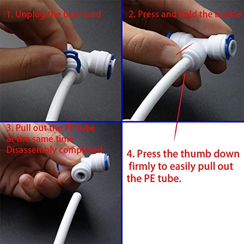 3/8" RO waterfilter, 5m koelkastslang, (T + L type combo + afsluitventiel), L type aansluiting 1/4" tot 3/8" fittingen met slangsnijder 5