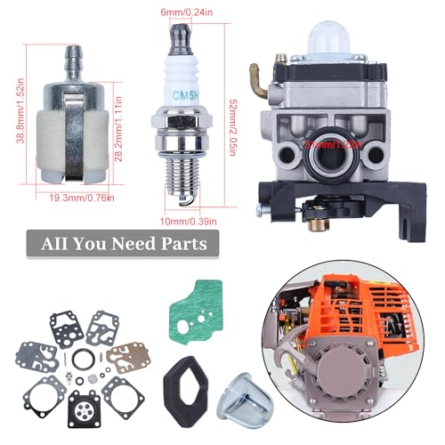 Carburator voor Honda GX35 GX25 GX22 GX31, Carburator vervangt OEM 16100-Z0Z-034, met Repair Kit, Seal, Air Filter, Oliebel, Vonkplug, Brandstoffilter