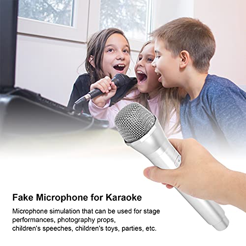 Speelgoed Microfoon, Realistische Prop Plastic Microfoon voor Karaoke Schattig podium of kostuum Prop Verjaardag Party Favors Prop Microfoon (Zilver)