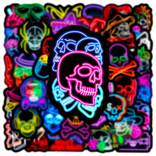 Neon Kale Stickers voor jongeren en volwassenen, 50 stuks, schedel, vinyl stickerset, auto, motorfiets, fiets, skateboard, snowboard, bagage, laptop, koffer, helm, motorfiets, computer 3