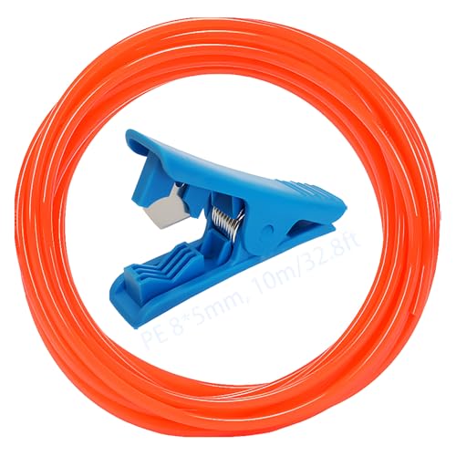 PE slang, polyethyleen pneumatische slang oranje 10m, lucht compressor slang OD 8mm x ID 5mm met blauwe pijp cutter gebruikt voor waterbron transmissie