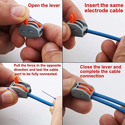 Elektrische Terminalblokken, snelle elektrische connectoren, 2 poorten Compacte Wire Connector, Lever Nut Kabel Connector, Spring Connector Terminal Blok (33PCS)