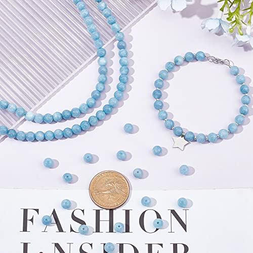 3 Strands Ca. 180 st Natuurlijke stenen kralen, 6mm Losse ronde kralen van Chalcedon Blue Imitatie Aquamarine edelsteen kralen voor ketting armband sieraden maken 3