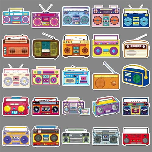 Radio Stickers voor tieners en volwassenen, 50 stuks Radio/Wireless Vinyl Sticker Set, Auto, Motorfiets, Fiets, Skateboard, Snowboard, Bagage, Laptop, Koffer, Helm, Motorfiets, Computer 5