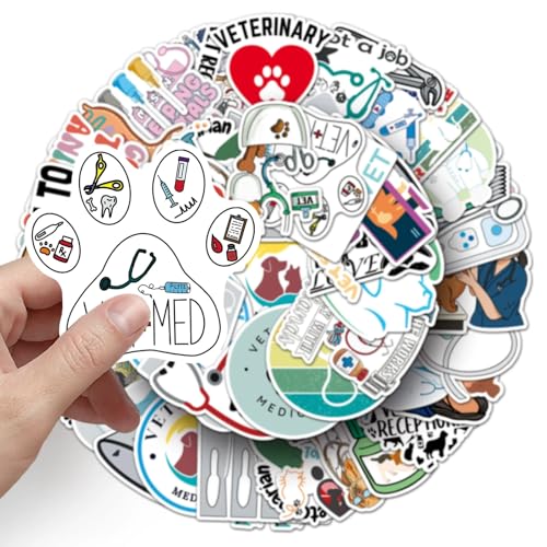 Veterinaire Stickers voor tieners en volwassenen, 50 stuks, Vet, Vinyl Sticker Set, Auto, Motorfiets, Fiets, Skateboard, Snowboard, Bagage, Laptop, Koffer, Helm, Motorfiets, Computer