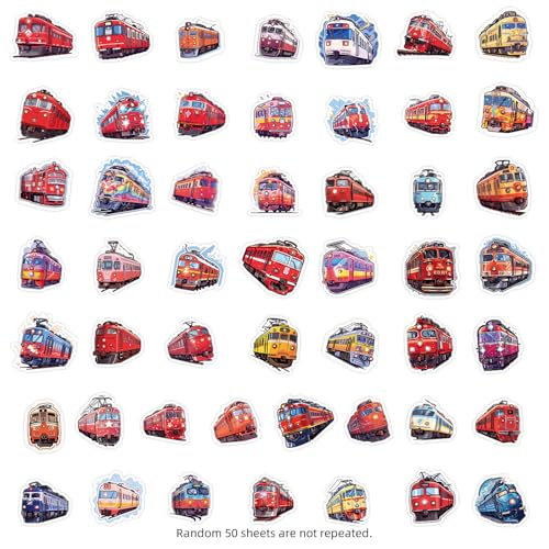 Red Locomotive Sticker Set Stickers voor jongeren Volwassenen 50 stuks Red Train Waterproof Vinyl Stickers Automotor Fiets Skateboard Snowboard Bagage Laptop Kofferhelm 3