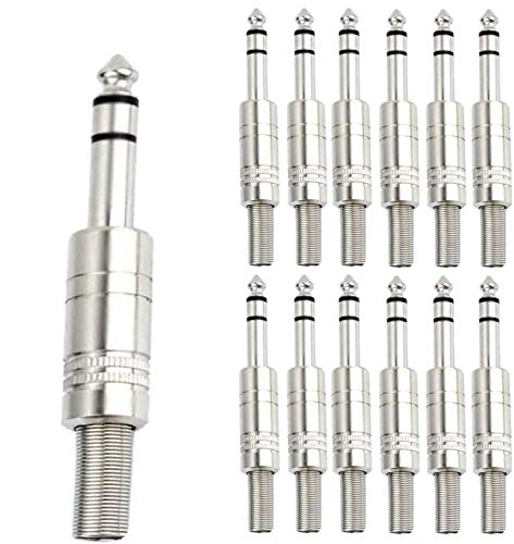 12 sts 1/10.2cm TRS Solder Connector Jack 6.35mm, Audio Connector Soldering 6.35mm, Stereo Soldering Connector 6.35mm, voor DJ Mixer Speaker Kabels Gitaar Kabels