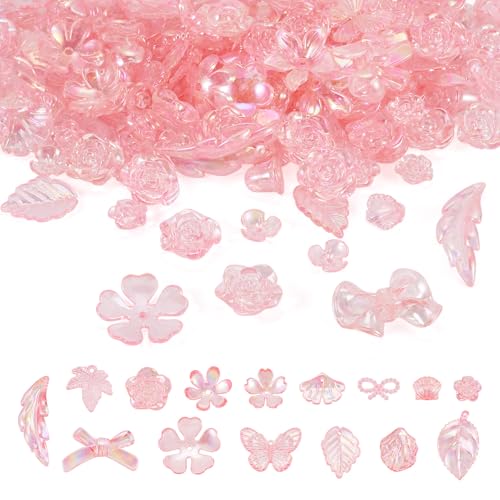 100g diverse acryl kralen roze bloem kralen boog vlinder bloemen spacer kralen blad bengelen bedels kralen Bulk voor armband sieraden maken