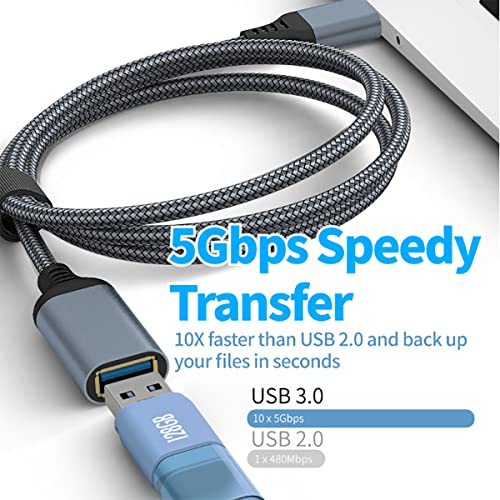 USB uitbreiding Kabel 50 cm USB 3.0 Uitbreiding USB Een man naar USB Een vrouwelijke Nylon uitbreiding Kabel voor kaartlezer, toetsenbord, Printer Etc (2 Pack, Grey) 5