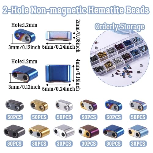480Sc Rechthoekig 2 Holes Tila Kralen Zaad Kralen Synthetische Hematiet Carrier Kralen Flat Craft Kralen voor meerdere onderdelen armband ketting sieraden maken 3