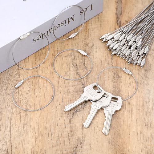 15st Wire Key Chains, Silver Key Ring, Wire Tap Key Ring, Large voor Pet Collars, Bagage, School Bags, Sleutels (1mm x 150mm, Zilver), Zilver, One Size, zilver, Eén maat 5