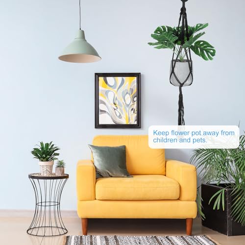 Macrame Hangende Planter, 2 stuks 70cm Handgemaakte Hangende Plantenhouders Bloem Pot Hanger Bloem Pot Hanger voor Binnen Outdoor Decor, Zwart 5