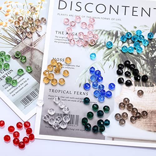 Glazen kralen, ongeveer 600 stuks, 8 mm diameter, kristalglas, facetballen, bedels voor sieraden, armbanden, kettingen (ongeveer 15 kleuren) 5