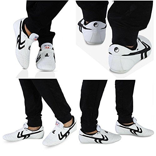 Vrouwen Matte Schoenen, Kwon Schoenen, Taekwondo Schoenen, Martial Arts Trainers, Boksen, Karate, Kung Fu, Tai Chi, Zwarte Stripes, Sportschool Schoenen, Lichtgewicht Schoenen voor mannen, Vrouwen, Volwassenen en, Wit 3