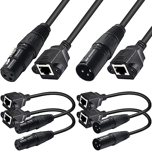 XLR 3pin naar RJ45 Bus Adapter Kabel, RJ45 Network Connection naar XLR Plug, Adapter Kabel voor DMX-CON Controller (4 Pack, 30cm)