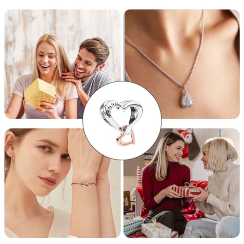 1 stuk charmes hart armband charmes & kralen voor vrouwen, modemomenten charmes compatibiliteit, hartbanden charme hanger voor Valentijnsdag, elke gelegenheid, zoals Kerstmis, Moederdag 4