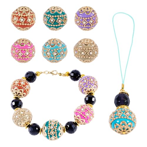 6 st Handgemaakte Indonesische kralen 19mm Ronde Rhinestone Klei Spacer Losse kralen met metalen vondsten voor DIY armband ketting sieraden maken