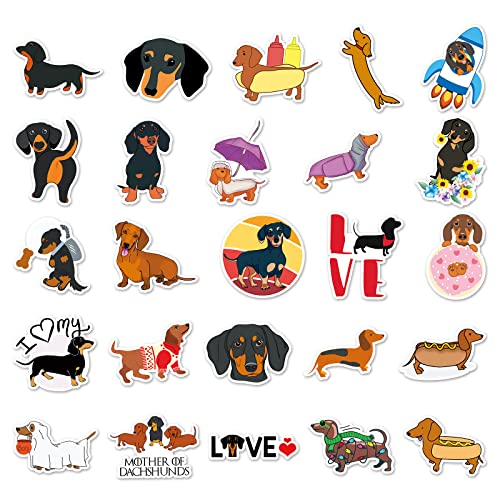 Dachshunds Sticker Set voor kinderen Tieners 50 stuks Dieren Waterdicht Vinyl Sticker Laptop Skateboard Koffer Helm Auto Fiets mobiele telefoon Motorrijwiel Bike Scrapbook