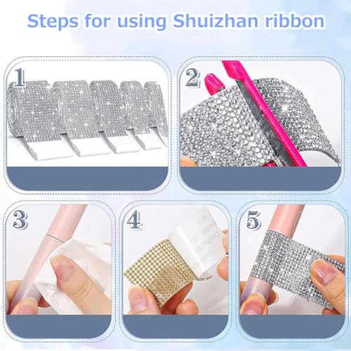 Bling Rhinestone Strips 4 Rolls Zelfklevende Diamond Crystal edelsteen Ribbon Sticker, glanzende DIY Ambachts Kunst Decoratieve Sticker met 2mm Rhinestones voor Telefoon Auto en Home Decoratie (zwart) 4