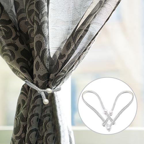 12 Stuks Gordijn Tie Backs Touw, Verstelbare Tie Backs met Parel Gordijn Touw Gesp Gordijn Cord Houders Moderne eenvoudige stijl Behoudmiddelen Polyester handgeweven gordijn houders voor 5