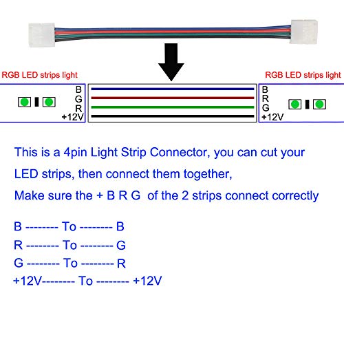 RGB LED Solderless Wire, 4 Pin 10mm Breed Strip naar Strip Jumper, L Vorm 4 Pin Rechte Hoek Solderless Connector, Totaal 20 stuks, voor 4 Pin 10mm 5050 RGB Non-Waterproof LED-lichtstrip 3