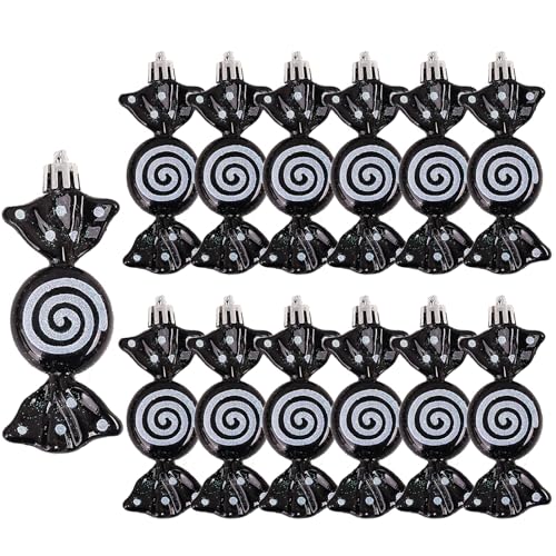 Kerstboom Candy Hanger 12 Stukjes Kerstboom Decoraties Candy Ornamenten Boom Decoraties Plastic Kerstboom Hangers Candy Kerstmis Decoratie Candy (Zwart)