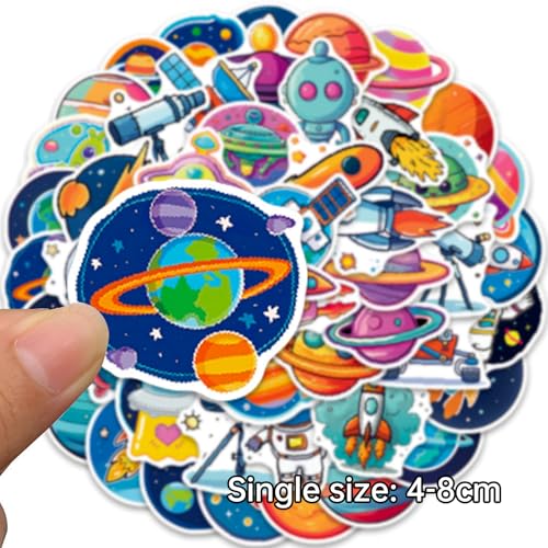 50 stuks Astronaut Space Stickers, Caricature Planet Stickers, Waterproof DIY Stickers voor kinderen
