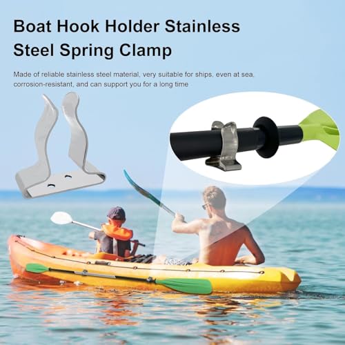 Stainless Steel Boat Hook Spring Clamp houder Clip Versatile Hook Spring Clip Hook Boothouder Clip Roestvrij stalen Roeihouder Clips Hoofdeinde voor boot RV, Huis, Marine 3