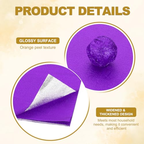 Foil Candy Wraps 15 x 5 inch, 100 stuks Vierkant Oranje Patroon Aluminium Foil Candy Wrapping Paper voor DIY Chocolate Candies Verpakking Decoratie, Paars 3