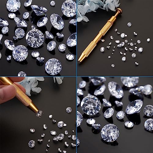 120 st. Facet Clear Cubic Zirconia Stenen Los CZ Stenen 3mm/4mm/5mm/6mm/7mm Grade A Rhinestone Cabochons & 1st Prang Pick Up Tool voor Nail Art ambachtelijke sieraden maken 4