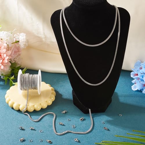 5M roestvrij stalen curb ketting 5x3x3mm ongelaste getwiste metalen slang ketting ketting maken Kit met Jump Rings Klauw sluitingen voor DIY armband sieraden maken 3