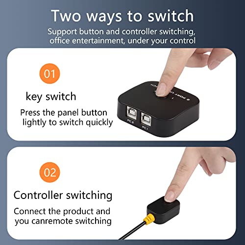 Printer switch selector 2-in-1 USB 2.0 Gedeelde switch hub voor printer, scanner, luidspreker, toetsenbord, muis, harde schijf met 2 USB 2.0 print kabels 3