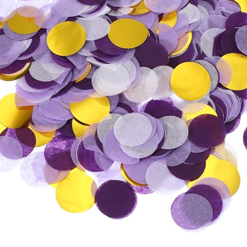 Ronde weefsels Papier Confetti 1 inch, Tafel Confetti cirkel Dots voor bruiloft verjaardag feest ballon decoraties (50g), paars / goud