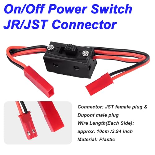 Batterijontvanger met aan/uit schakelaar en opslagbox voor 4 AA batterijen met JST-plug voor RC Car, Truck en vliegtuig (10 Pack)