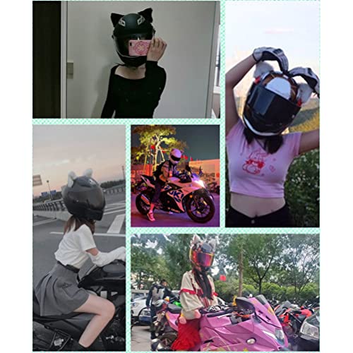 Helmoor voor motorhelm, skihelm, pluche kattenoren, leuke helmaccessoires, oor voor fietshelm, motorhelm, snowboardhelm, oren, katten (zonder helm) - 2 stuks 4