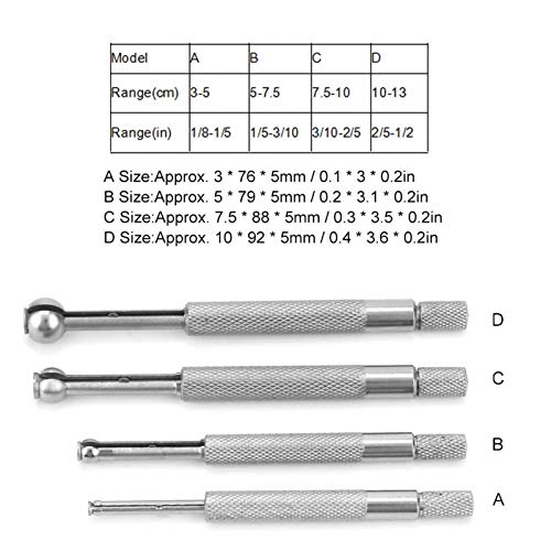 Kleine gatmeter set, telescopische volledige ronde Bore Gauge 4st Baltype Mangaanstaal Binnendiameter Hole Bore Gauge 3-13m m
