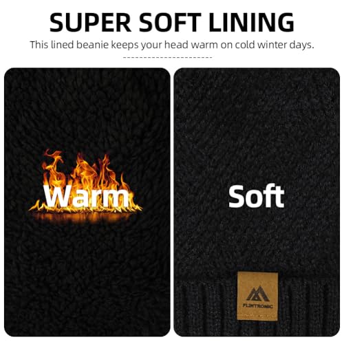Thermische gebreide wintermuts voor mannen en vrouwen, Classic Stretch Gebreide schedelmuts met warme voering, winddicht koud weer Unisex Hoed 4