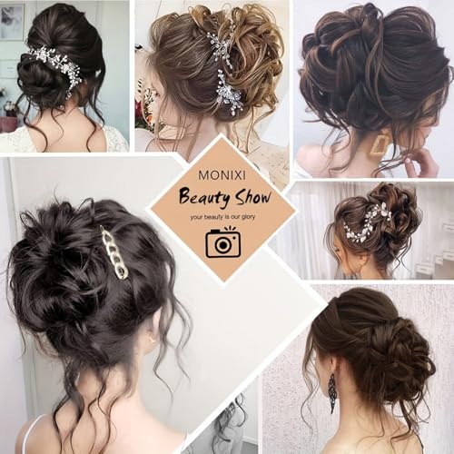 1 Stuk Elastische haren Elastisch Donkerbruin haarstuk Clip Volume krullend synthetisch Mesy Bun Clip Curly Mesy Bun kapsel voor vrouwen meisjes 4