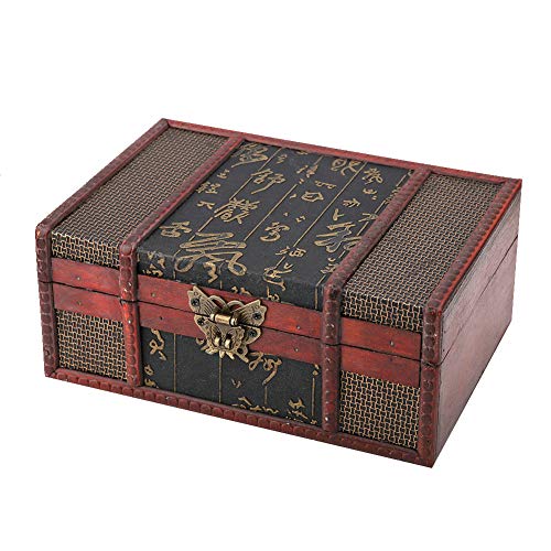 Retro Vintage Houten Opbergbox Boek Vintage Houten Sieraden Organizer Decoratieve Organisator Vintage sieraden Treasure Chest Kleine Decoratieve Treasure Chest (Chinese stijl met slot) 3