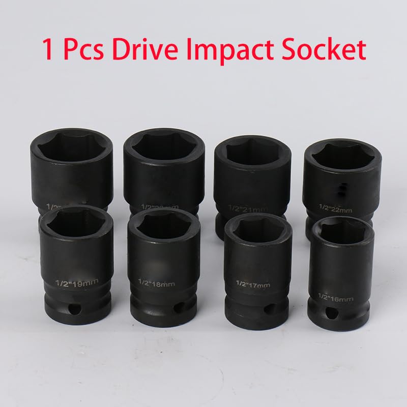 1 x 1/2 Inch Universele pneumatische slagmouw, 18mm, Hexagon, Socket Wrench Head voor elektrische slagmoersleutel, zwart 5